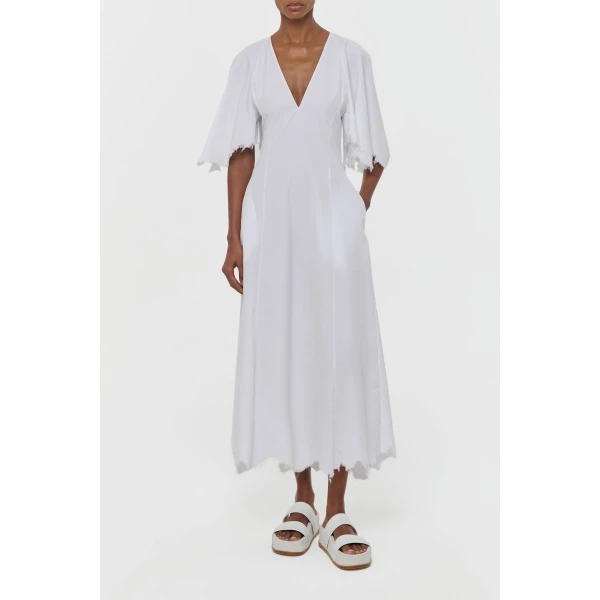 Gabriela Hearst Ansel Midi Dress in White Sea Island Cotton, view 4