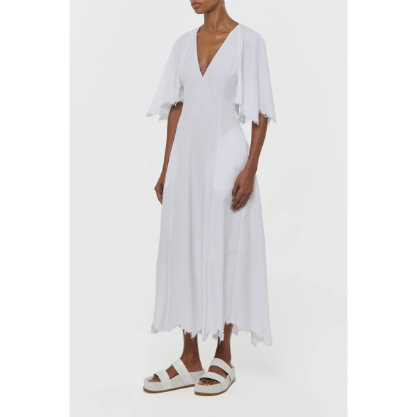 Gabriela Hearst Ansel Midi Dress in White Sea Island Cotton, view 5