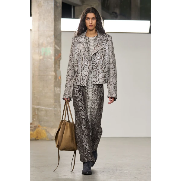 Gabriela Hearst Anton Biker Jacket in Greyscale Inversa™ Snakeskin, view 2