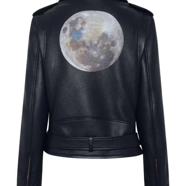 Gabriela Hearst Anton Moon Biker Jacket in Dark Navy Textured Leather, view 2
