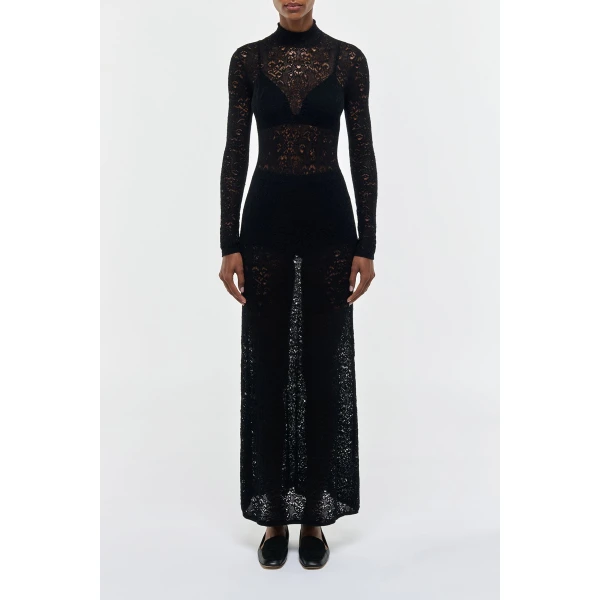 Gabriela Hearst Anya Knit Maxi Dress in Black Merino Wool Cashmere, view 2