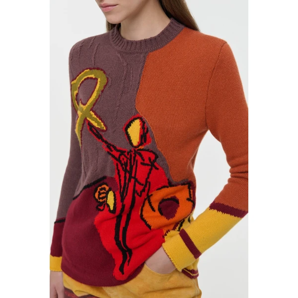 Gabriela Hearst Arcana Knit Sweater in Fire Multi Cashmere, view 5
