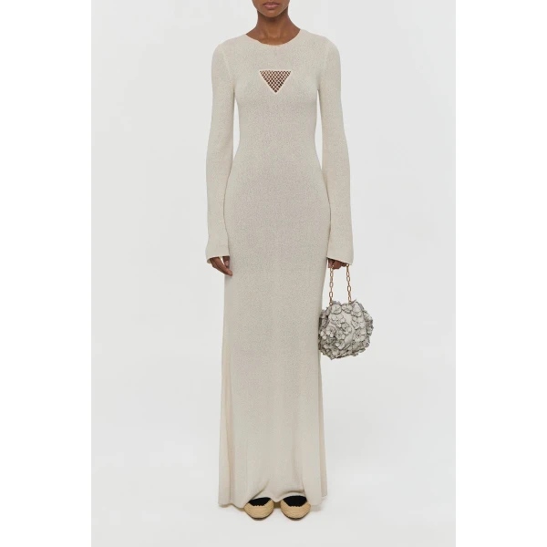 Gabriela Hearst Arisen Knit Maxi Dress in Off White Mulberry Silk, view 5