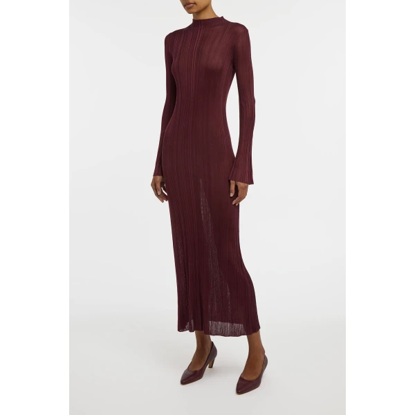 Gabriela Hearst Atira Knit Maxi Dress in Bordeaux Silk, view 4