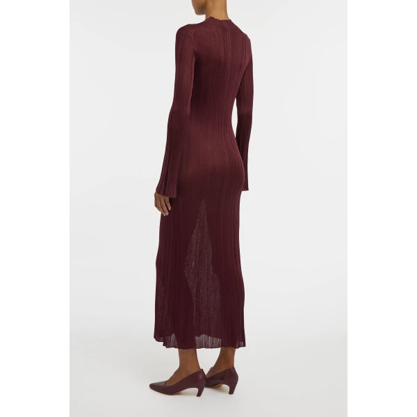 Gabriela Hearst Atira Knit Maxi Dress in Bordeaux Silk, view 5