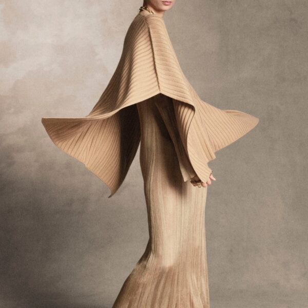Gabriela Hearst Atira Knit Maxi Dress in Camel Silk, view 2