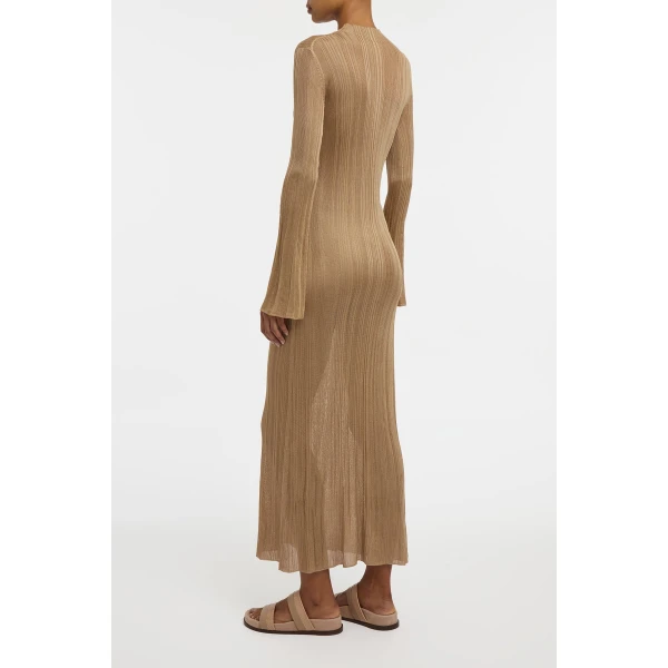 Gabriela Hearst Atira Knit Maxi Dress in Camel Silk, view 5