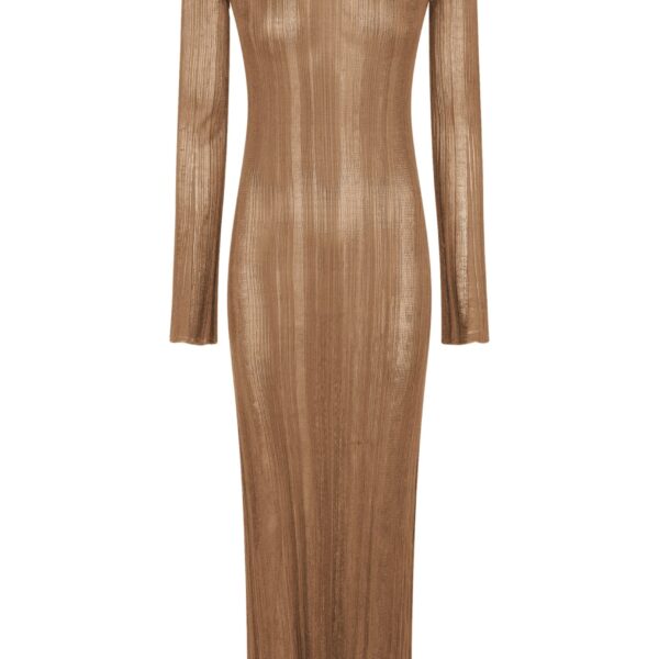 Gabriela Hearst Atira Knit Maxi Dress in Camel Silk, view 6