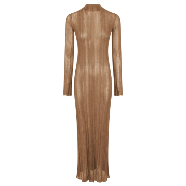 Gabriela Hearst Atira Knit Maxi Dress in Camel Silk