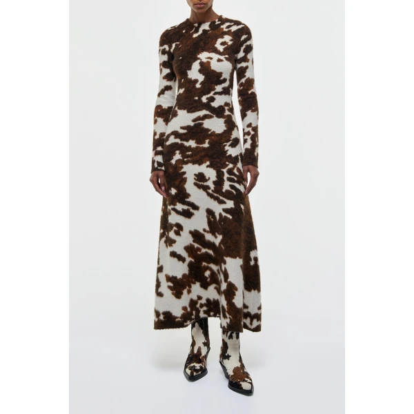 Gabriela Hearst Atticus Knit Maxi Dress in Ivory Cognac Multi Cashmere, view 3