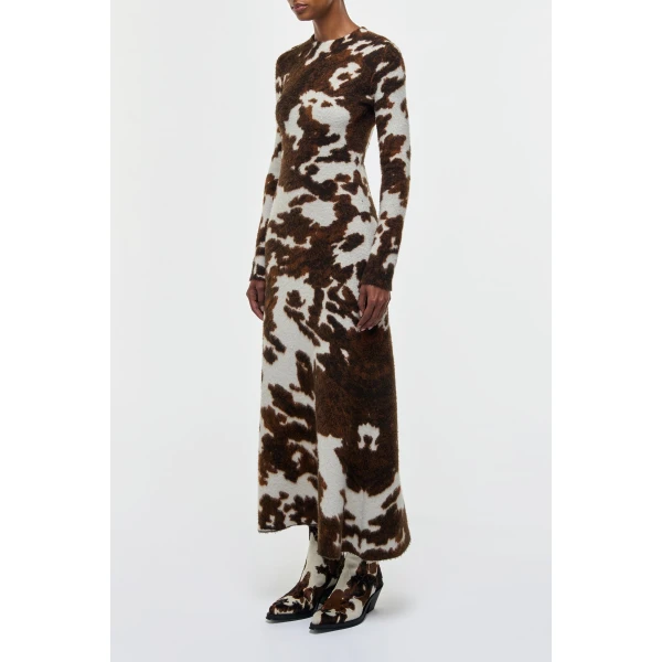 Gabriela Hearst Atticus Knit Maxi Dress in Ivory Cognac Multi Cashmere, view 4