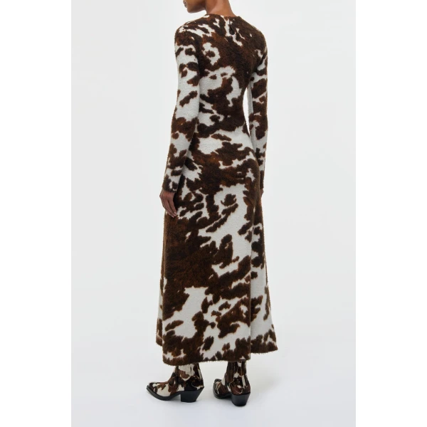 Gabriela Hearst Atticus Knit Maxi Dress in Ivory Cognac Multi Cashmere, view 5