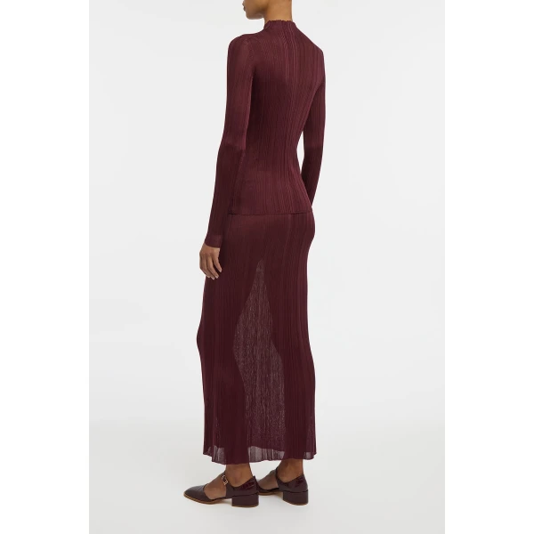 Gabriela Hearst Aveda Knit Mockneck Sweater in Bordeaux Silk, view 4