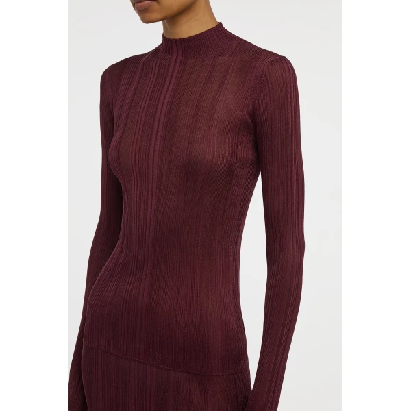 Gabriela Hearst Aveda Knit Mockneck Sweater in Bordeaux Silk, view 5