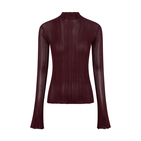 Gabriela Hearst Aveda Knit Mockneck Sweater in Bordeaux Silk