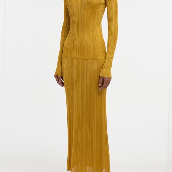 Gabriela Hearst Aveda Knit Mockneck Sweater in Golden Birch Silk, view 3