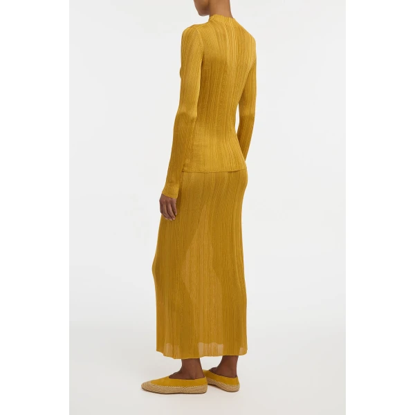 Gabriela Hearst Aveda Knit Mockneck Sweater in Golden Birch Silk, view 4