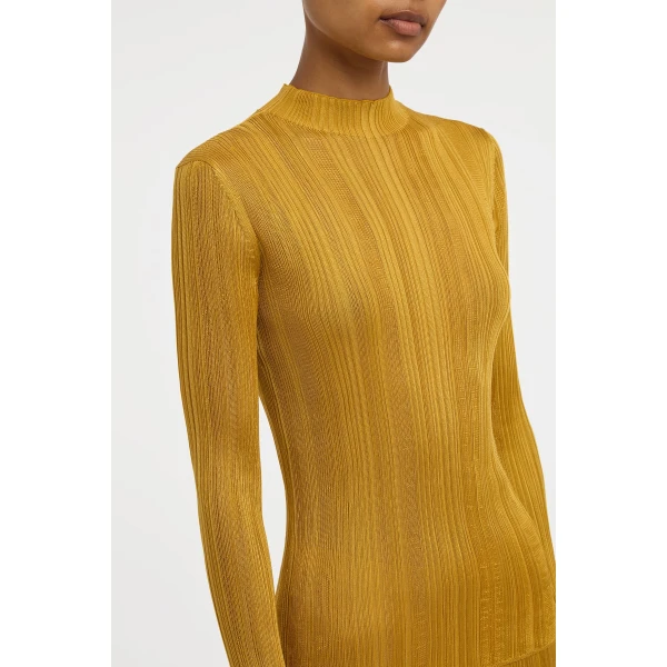 Gabriela Hearst Aveda Knit Mockneck Sweater in Golden Birch Silk, view 5