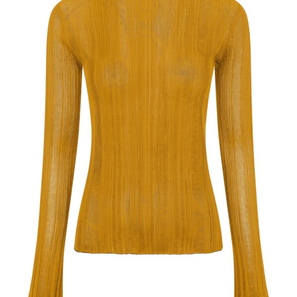 Gabriela Hearst Aveda Knit Mockneck Sweater in Golden Birch Silk, view 6
