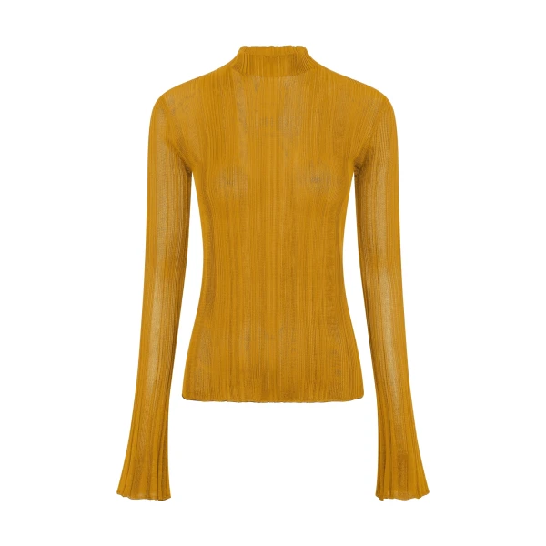 Gabriela Hearst Aveda Knit Mockneck Sweater in Golden Birch Silk