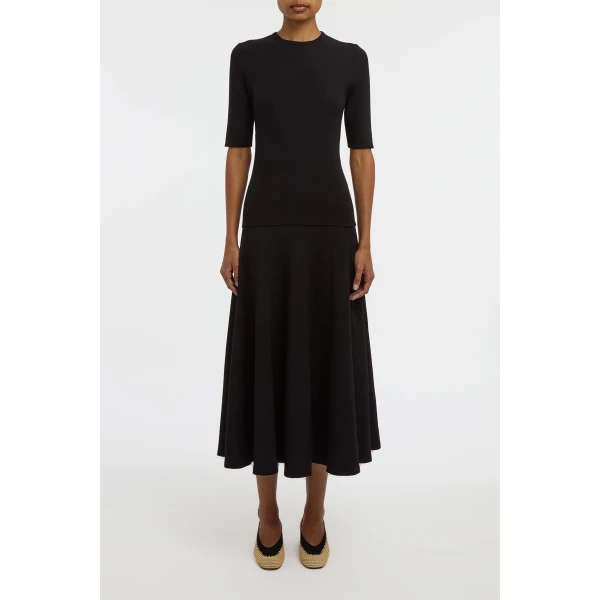 Gabriela Hearst Axis Knit T-Shirt in Black Merino Wool, view 2