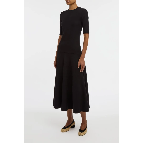 Gabriela Hearst Axis Knit T-Shirt in Black Merino Wool, view 3