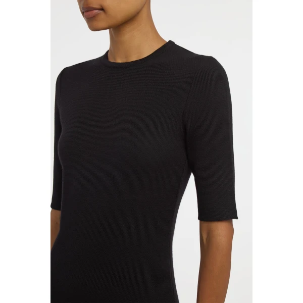 Gabriela Hearst Axis Knit T-Shirt in Black Merino Wool, view 5