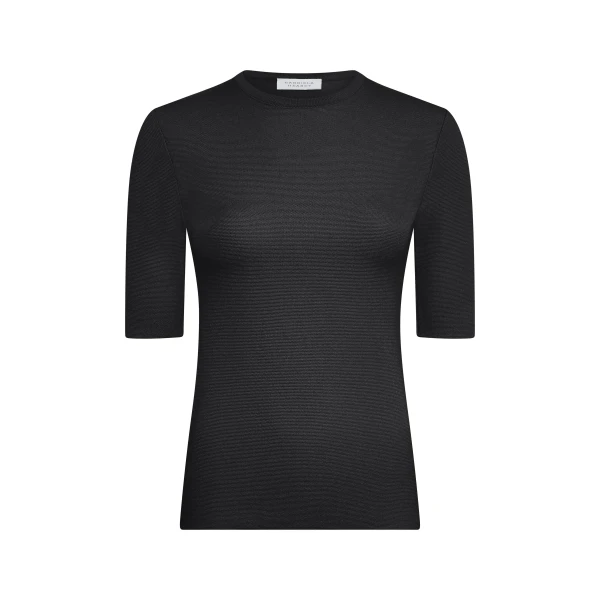 Gabriela Hearst Axis Knit T-Shirt in Black Merino Wool, view 6