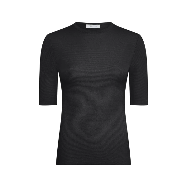 Gabriela Hearst Axis Knit T-Shirt in Black Merino Wool
