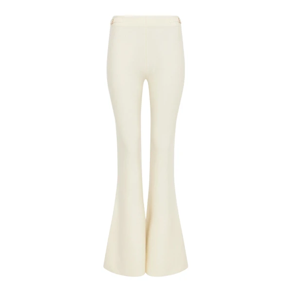 Gabriela Hearst Ayala Flare Cropped Knit Pant in Off White Merino Wool Cashmere