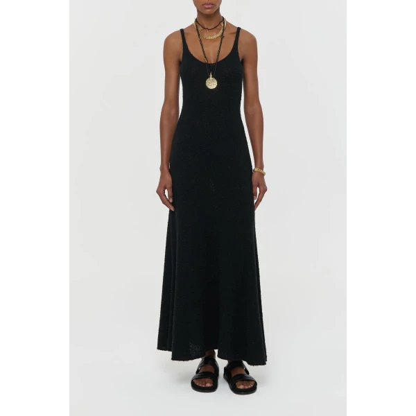 Gabriela Hearst Ayla Knit Maxi Dress in Black Mulberry Silk, view 4
