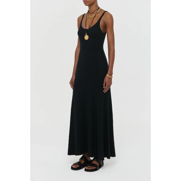 Gabriela Hearst Ayla Knit Maxi Dress in Black Mulberry Silk, view 5