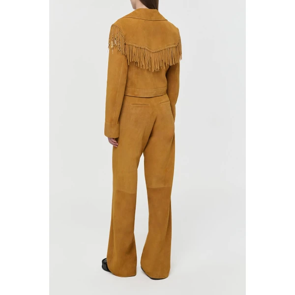 Gabriela Hearst Azra Fringe Jacket in Cashew Suede with Charms, view 5