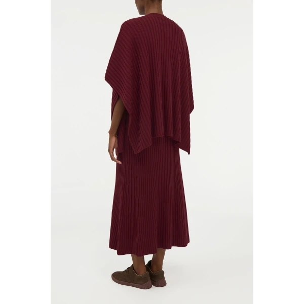 Gabriela Hearst Baron Knit Cropped Poncho in Bordeaux Merino Wool Cashmere, view 4