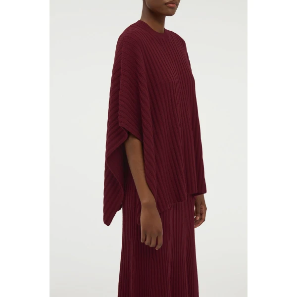 Gabriela Hearst Baron Knit Cropped Poncho in Bordeaux Merino Wool Cashmere, view 5