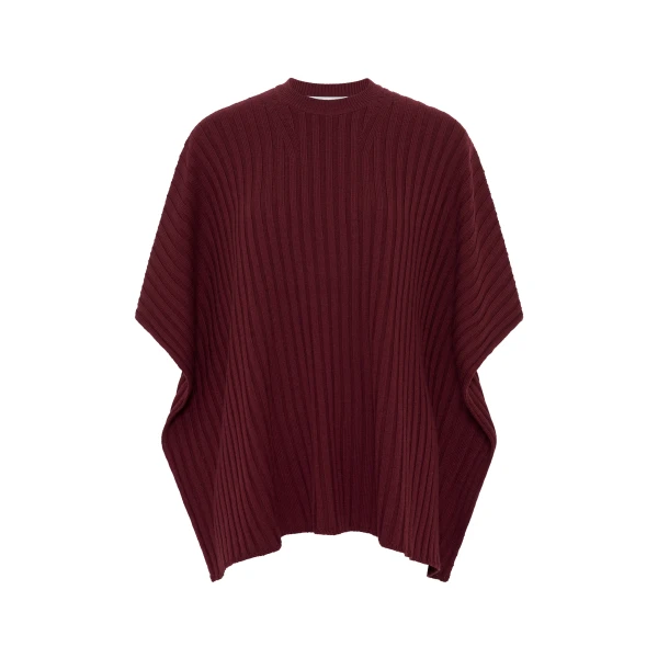 Gabriela Hearst Baron Knit Cropped Poncho in Bordeaux Merino Wool Cashmere, view 6