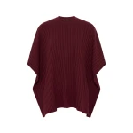 Gabriela Hearst Baron Knit Cropped Poncho in Bordeaux Merino Wool Cashmere