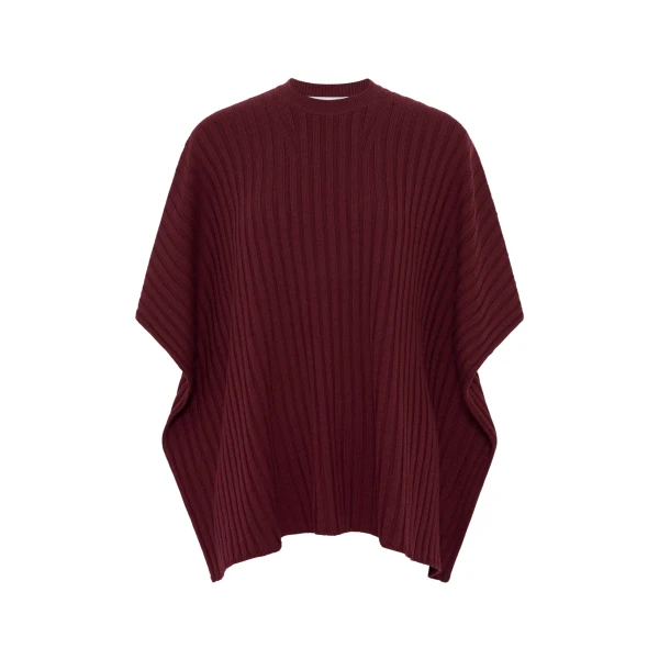 Gabriela Hearst Baron Knit Cropped Poncho in Bordeaux Merino Wool Cashmere