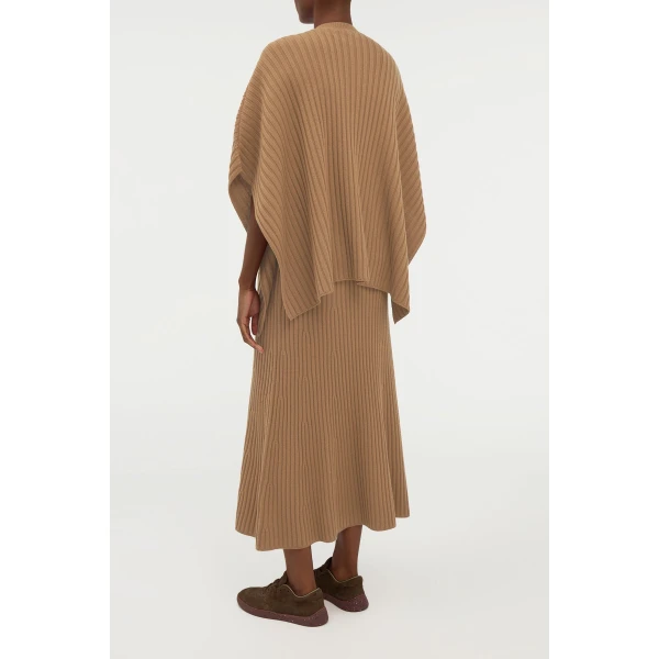 Gabriela Hearst Baron Knit Cropped Poncho in Camel Merino Wool Cashmere, view 5