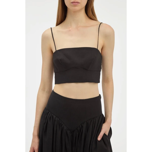 Gabriela Hearst Blazie Top in Black Aloe Linen, view 5