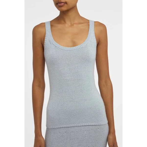 Gabriela Hearst Brigid Knit Tank Top in Light Blue Cashmere, view 5