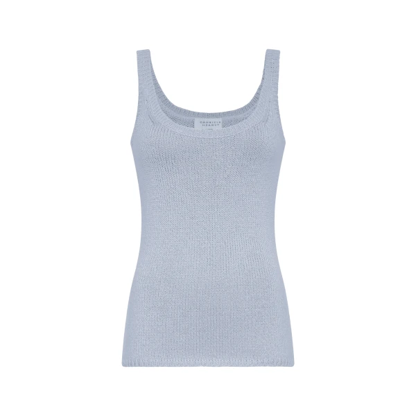 Gabriela Hearst Brigid Knit Tank Top in Light Blue Cashmere