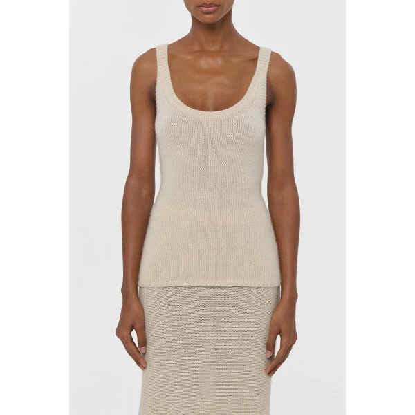 Gabriela Hearst Brigid Knit Tank Top in Off White Cashmere, view 2