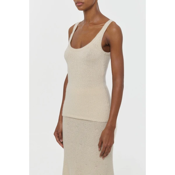Gabriela Hearst Brigid Knit Tank Top in Off White Cashmere, view 3