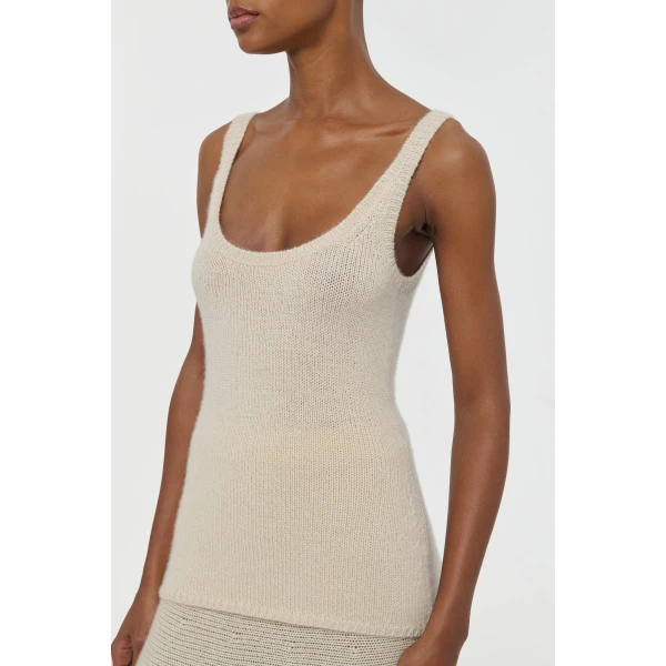 Gabriela Hearst Brigid Knit Tank Top in Off White Cashmere, view 5