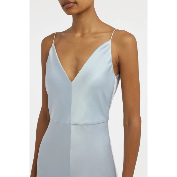 Gabriela Hearst Brigita Slip Dress in Light Blue Silk Satin, view 5