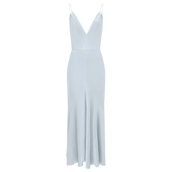 Gabriela Hearst Brigita Slip Dress in Light Blue Silk Satin