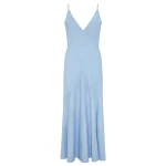 Gabriela Hearst Brigita Slip Maxi Dress in Light Blue Suede