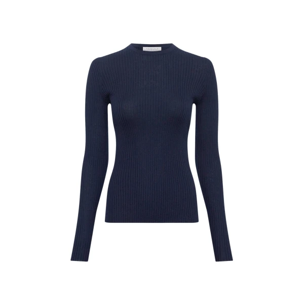 Gabriela Hearst Browning Knit Sweater in Electric Navy Cashmere Silk