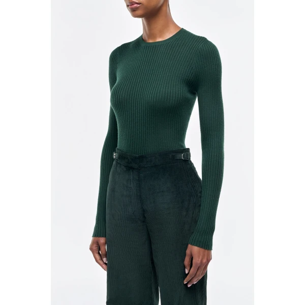 Gabriela Hearst Browning Knit Sweater in English Green Cashmere Silk, view 3